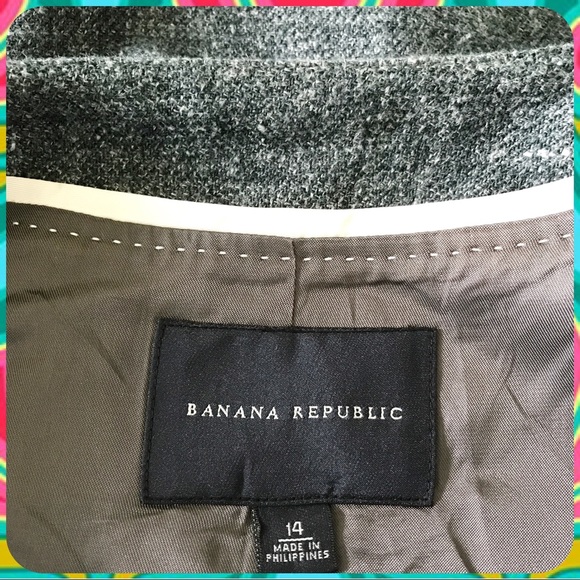 BANANA REPUBLIC Marled Gray 1-Button Wool Blend Swing Jacket Plus Size 14 / XL - Picture 8 of 8